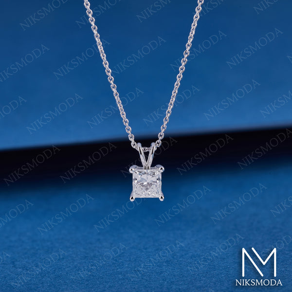 14k Princess-Cut Diamond Solitaire Pendant